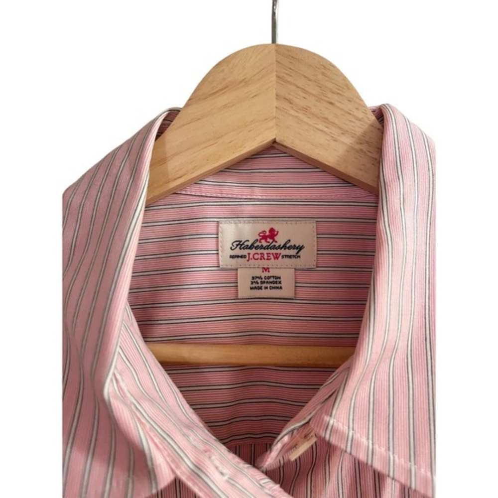 Haberdashery x J Crew Button Up, Medium, Pink‎ & White Strip